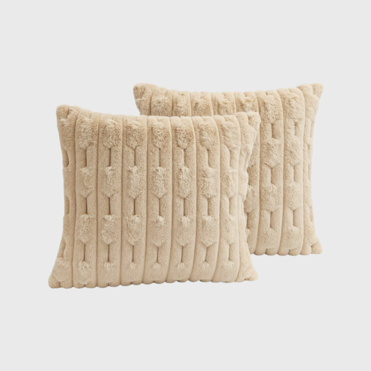 Sierkussens Set van 2 - Kaki Pluche