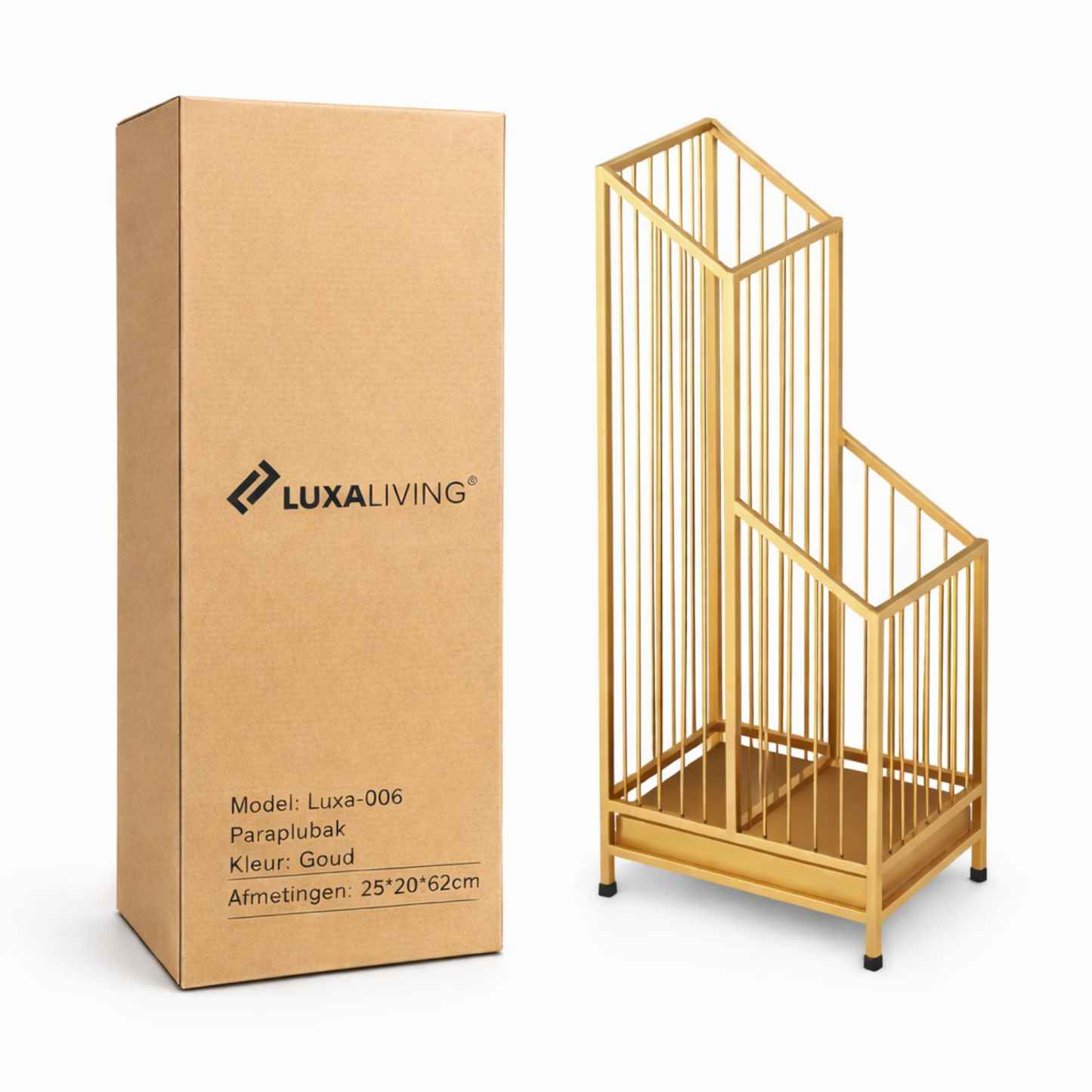 Paraplubak met Lekbak- Parapluhouder - Goud-62x25x20cm