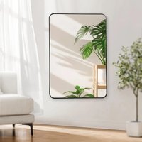 Wandspiegel 60x90 cm – Rechthoekige Spiegel met Zwarte Metalen Rand