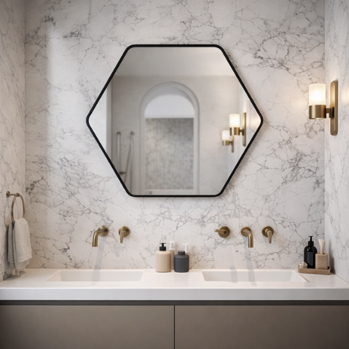 Wandspiegel – 70x80 cm – Badkamer Spiegel  Zwart