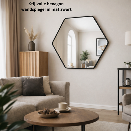 Wandspiegel – 70x80 cm – Badkamer Spiegel  Zwart