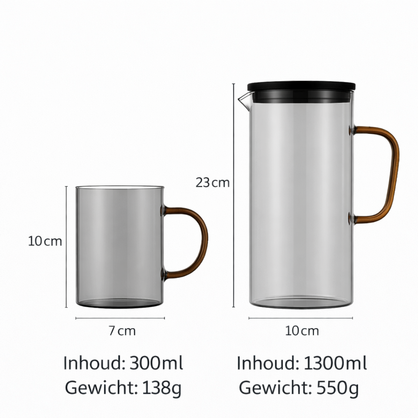 Waterkaraf met glazen set- Waterkaraf met 6 Glazen  Inhoud 1,3 liter